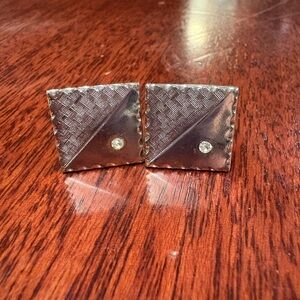 Silver Textured Cufflinks with Cz  Accent